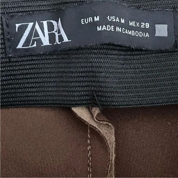 ZARA Faux Suede Legging
Trouser Medium Camel Brown Seamed Ankle-Zip SZ M #1128 - Picture 12 of 13